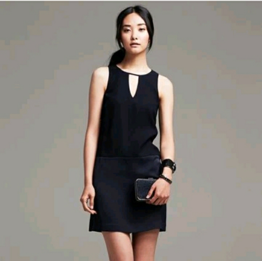 Banana Republic Crepe Swing Dress 00P Navy
